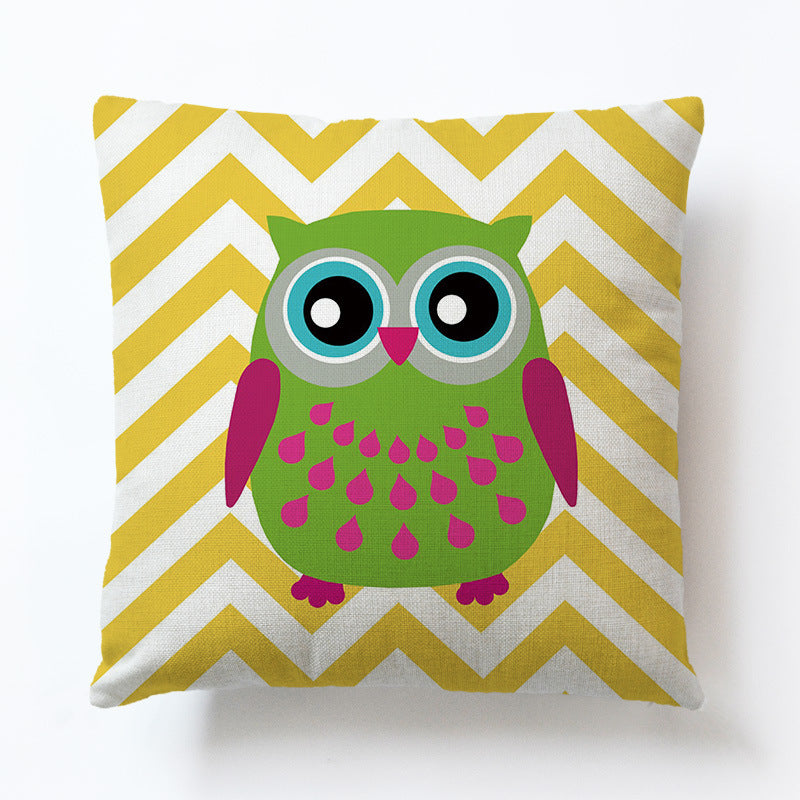 Owl Geometric Simple Animal Cute Cartoon Sofa Pillowcase