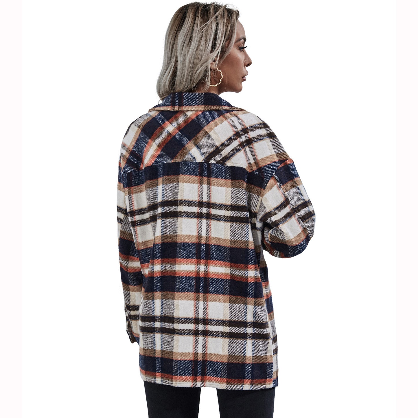 Take Loose Casual Lapel Plaid Woolen European And American Jacket