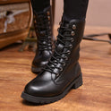 Women's Mid Tube Martin Boots High Top British Leather Boots