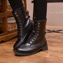 Women's Mid Tube Martin Boots High Top British Leather Boots