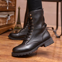 Women's Mid Tube Martin Boots High Top British Leather Boots