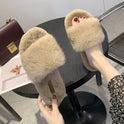 The New One-Word Candy Color Fashion Outer Wear Plush Slippers