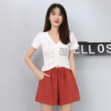 High Waist Three Quarter Pants, Large Size Thin Section, Foreign Trade Casual Wide Leg Shorts