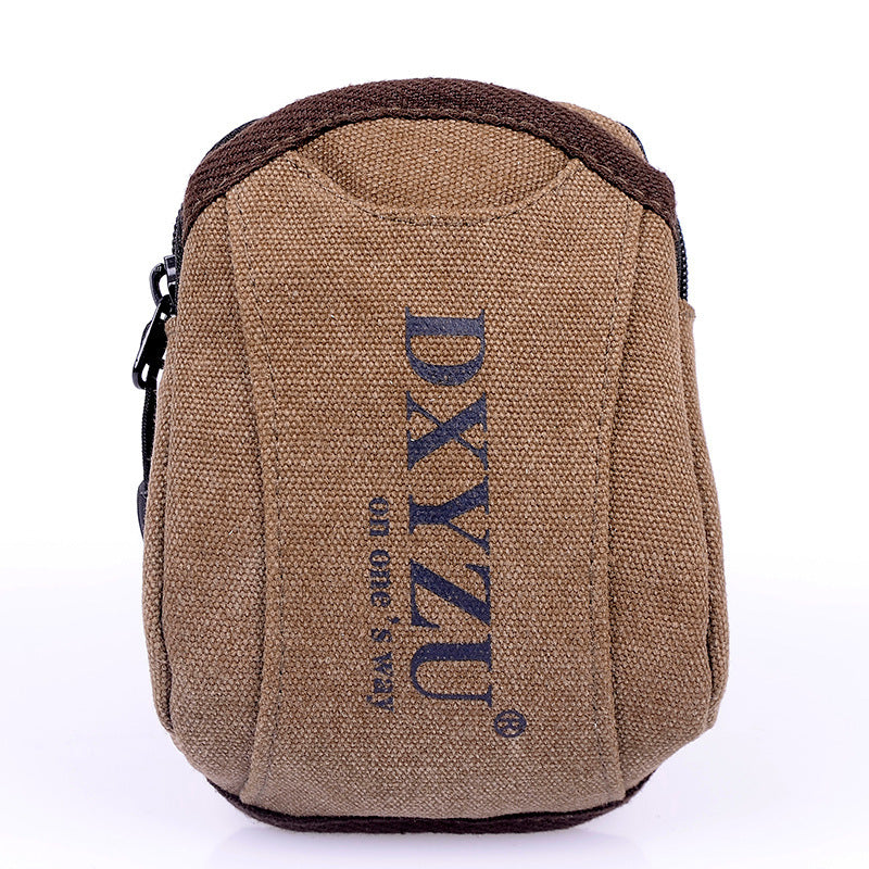 Men's Portable Retro Canvas Belt Bag With Hook