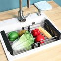 Kitchen Sink Retractable Drain Basket Stainless Steel Sink Drain Rack