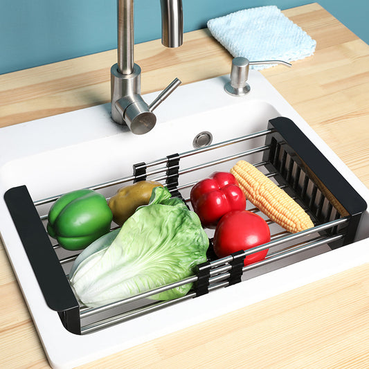 Kitchen Sink Retractable Drain Basket Stainless Steel Sink Drain Rack