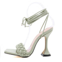 Braided Roman Strap High Heels Square Toe Wine Glass Heel Sandals