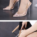 Metal Chain Transparent High Heels Pointed Toe Stiletto Sandals