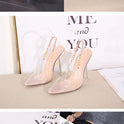 Metal Chain Transparent High Heels Pointed Toe Stiletto Sandals