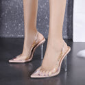 Metal Chain Transparent High Heels Pointed Toe Stiletto Sandals