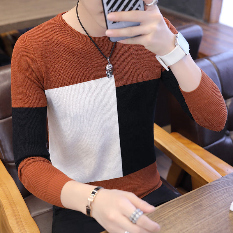 Plaid Slim-Fit Trendy Handsome Clothes Base Knitwear