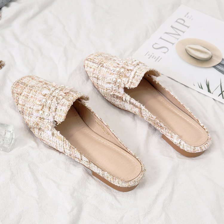 Female Summer Half Slippers Flat Toe Cap