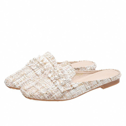 Female Summer Half Slippers Flat Toe Cap