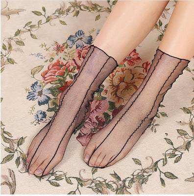 Mid-tube Transparent Korean All-match Breathable Women's Socks