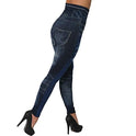 Simple Basic Seamless Cotton Imitation Denim Leggings High Waist Sexy Leggings