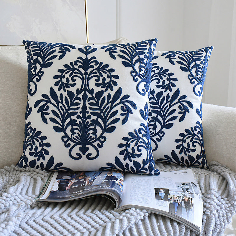 Retro Pillowcase Blue And White Porcelain Embroidery Series Waist Pillowcase