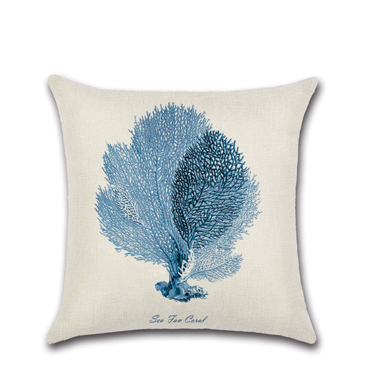 Seaweed Coral Cotton Linen Pillowcase