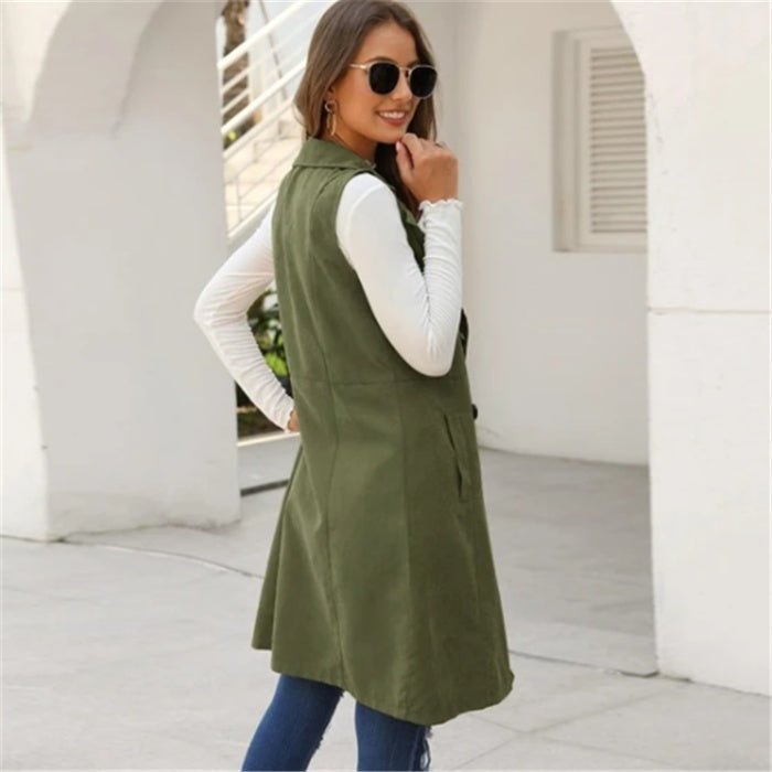 Autumn And Winter Mid-Length Temperament Waist Long-Sleeved Jacket