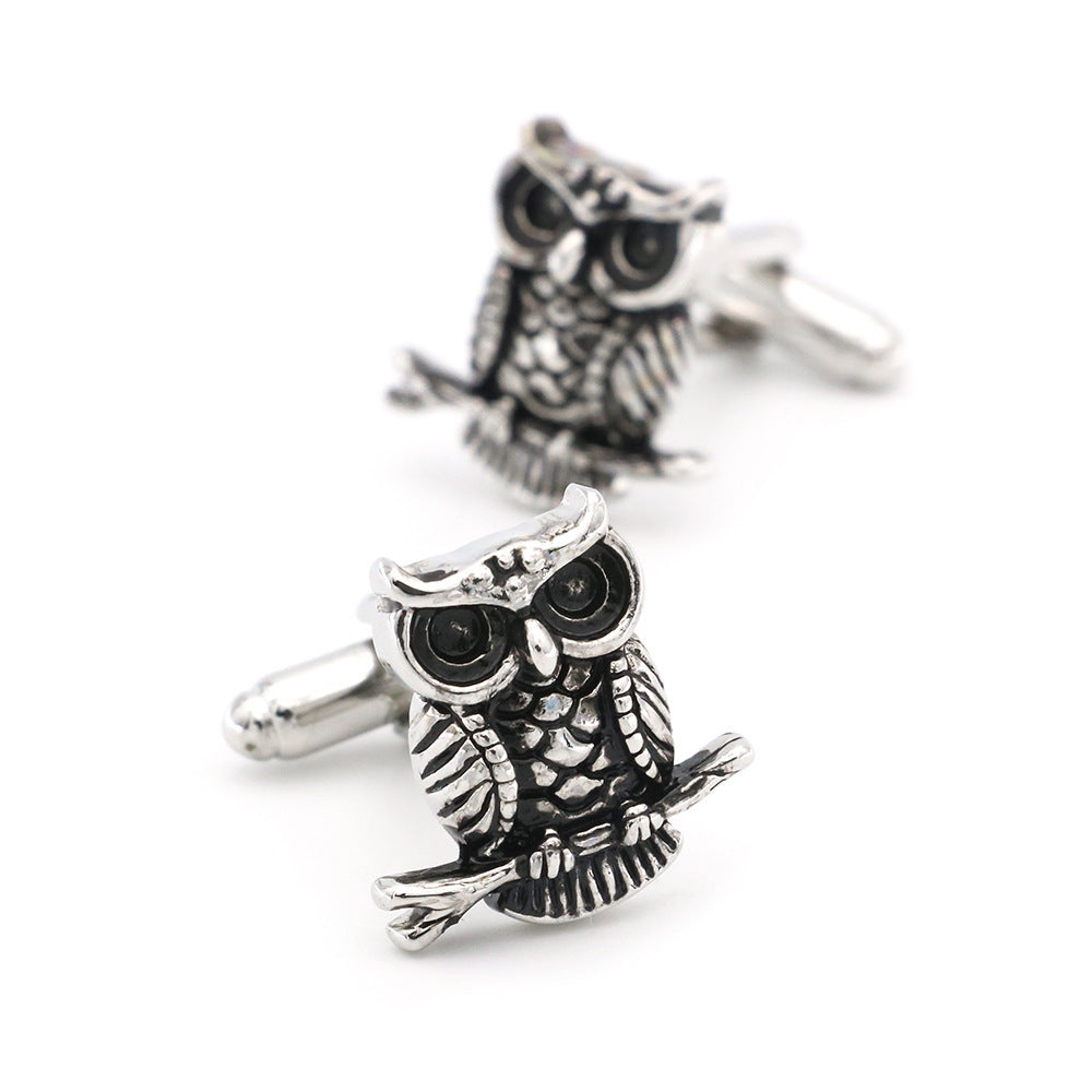 Animal Series Black Vintage Owl Cufflinks