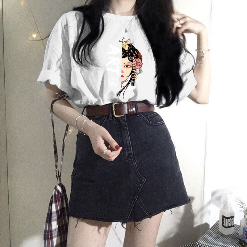 Student Loose, All-match Blouse With Half Sleeves