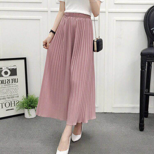 Summer Pleated Wide Leg Pants Thin Women's Eight Quarter Hakama