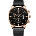 Blue Men's Mesh Strap Watch Men's Quartz Calendar Watch Fashion Business Watch