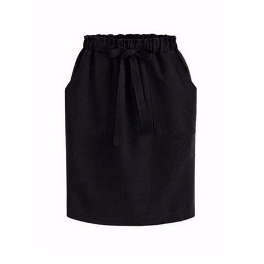 Casual High Waist Skirt Bow Loose Bag Hip Skirt