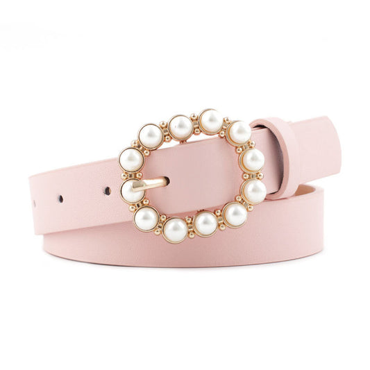 Leather pearl belt