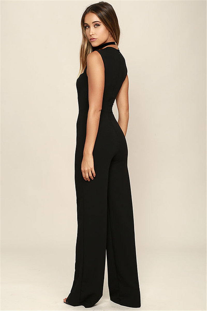 Square Neck Slim Sexy Women's Jumpsuit Flared Trousers