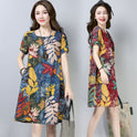 Printed Short-sleeved Dress Loose and Thin Ethnic Style Skirt