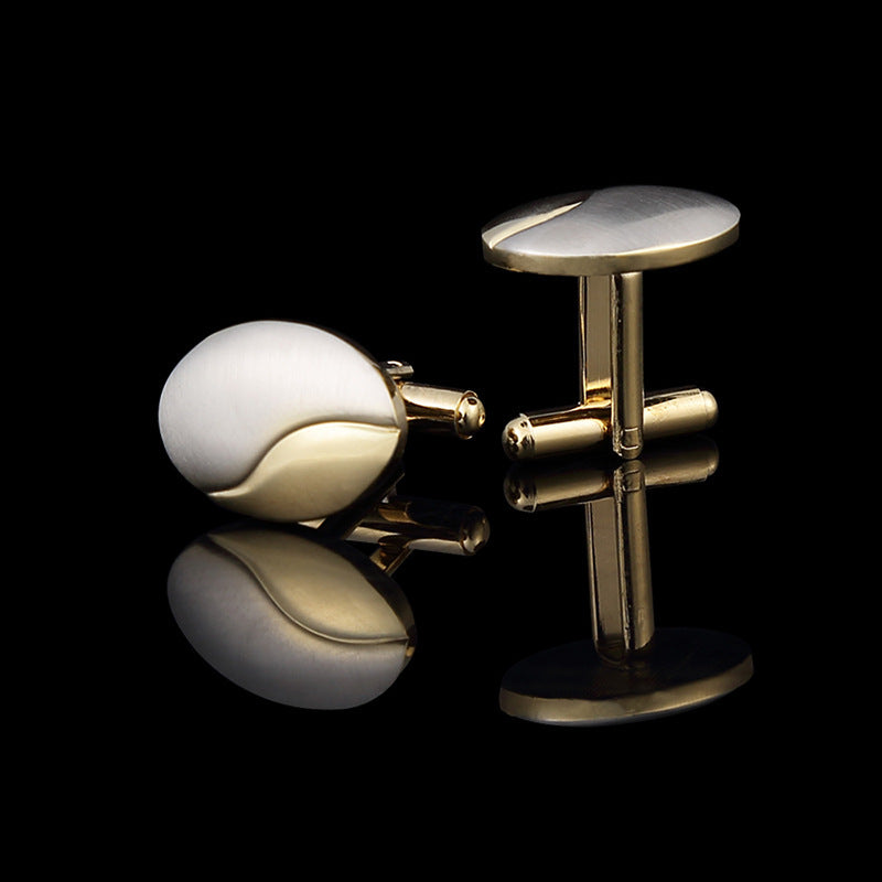 Electroplating Two-tone Men's Cufflinks Gold Brushed Cufflinks