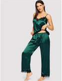 Amazon Pajamas Simulation Silk Summer Long Pajamas Two-Piece Suit