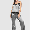 Amazon Pajamas Simulation Silk Summer Long Pajamas Two-Piece Suit