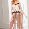 Amazon Pajamas Simulation Silk Summer Long Pajamas Two-Piece Suit