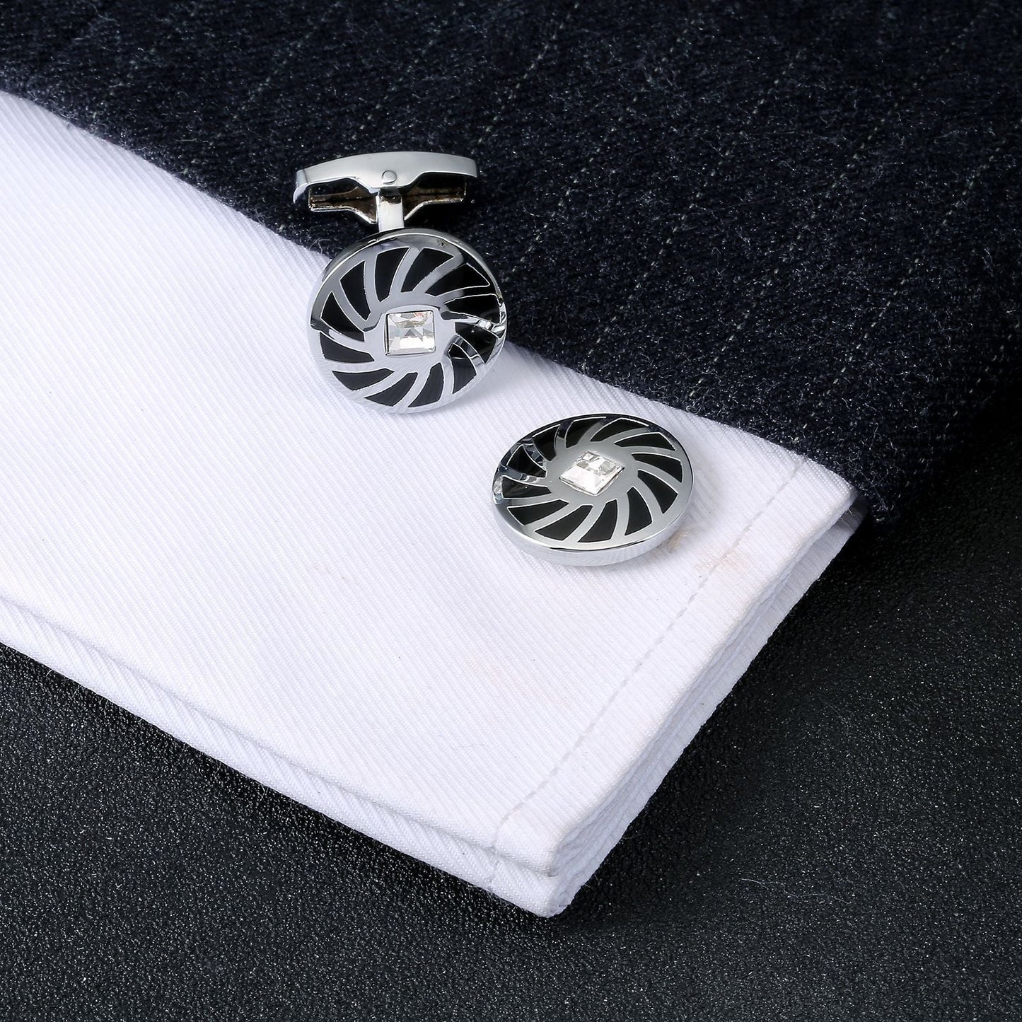 Enamel Diamond Shirt Cuff Buttons