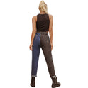 High Waist Retro Casual Color Matching High Waist Denim Washing