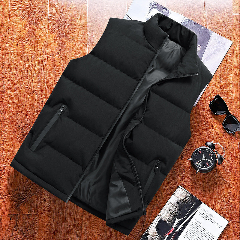 Men's Casual Vest Solid Color Stand Up Collar Vest Warm Jacket