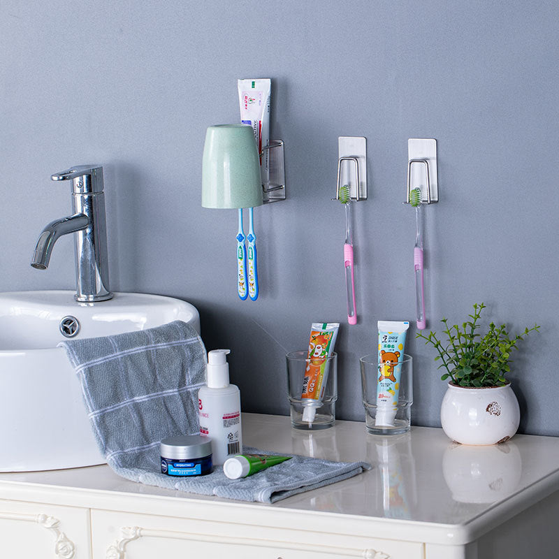 Stainless Steel Creative Non-perforated Wall Toothbrush Holder