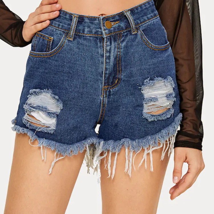 Fashion Nostalgic Ripped Denim Shorts Are Thin And Versatile