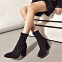 Pointed Toe Thick Heels Slimming Plus Size Boots