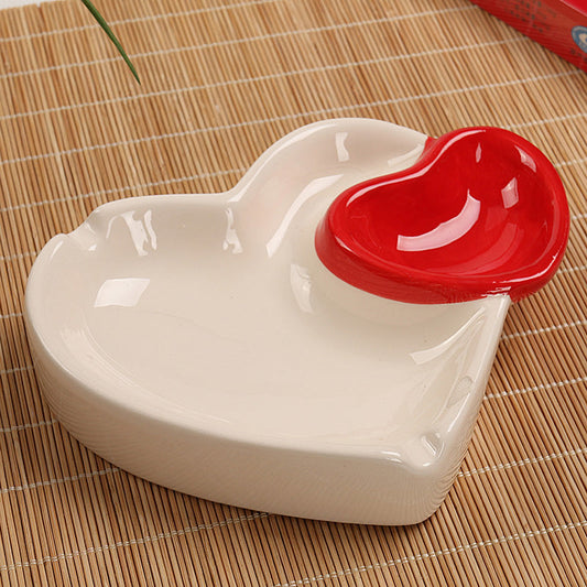 Red Heart Ashtray Creative Ceramic Handicraft Ornaments