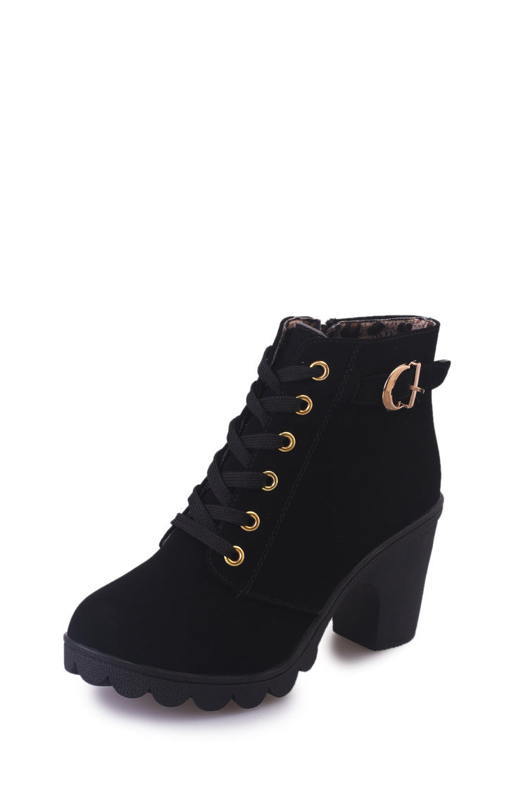 New High-Heeled Thick-Heeled Casual Women's Boots