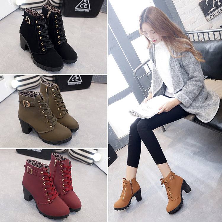 New High-Heeled Thick-Heeled Casual Women's Boots