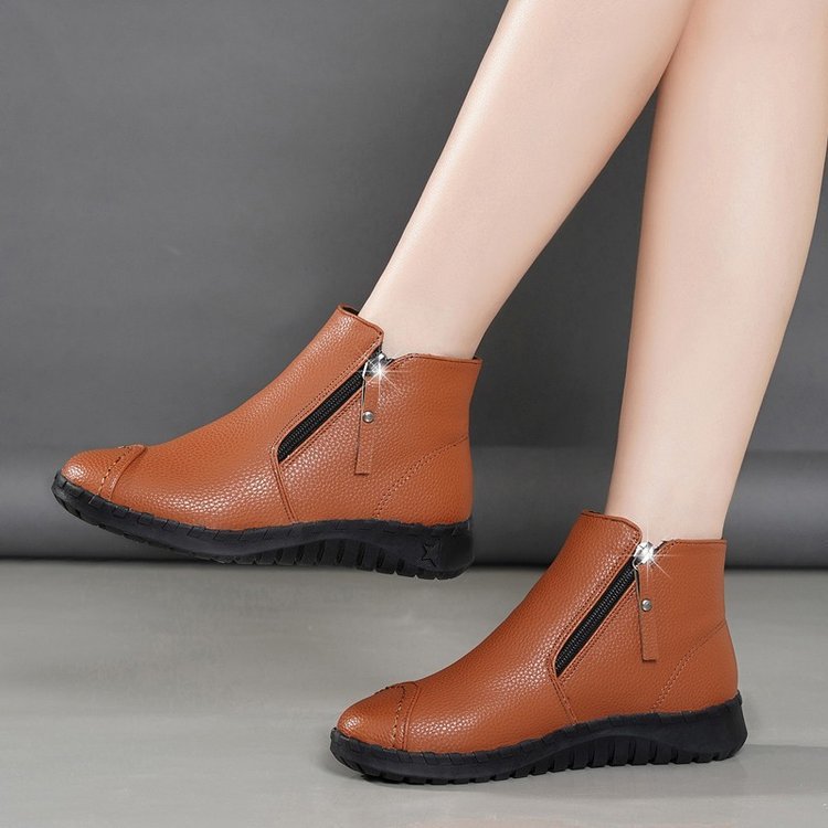 New Winter Mother's Cotton Shoes Short Boots Soft Sole Flat Heel