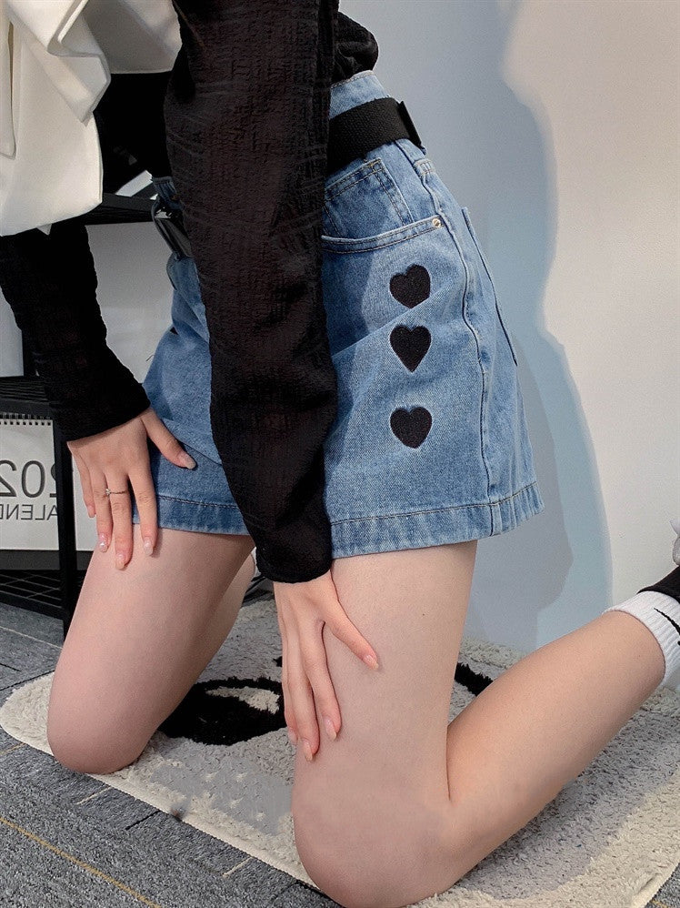 Summer Korean Version Of The High Waist Was Thin And Wild Loose Wide-leg Denim Shorts Women Pants