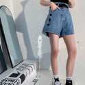 Summer Korean Version Of The High Waist Was Thin And Wild Loose Wide-leg Denim Shorts Women Pants