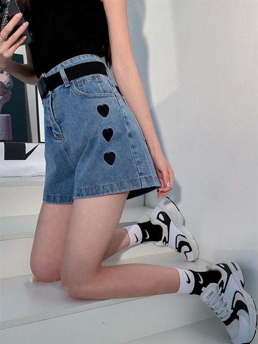 Summer Korean Version Of The High Waist Was Thin And Wild Loose Wide-leg Denim Shorts Women Pants