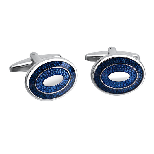 French Shirt Cufflinks Oval Blue Oil Drip Business Cufflinks