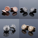 Men's Cufflinks Round Retro Pattern Diamond Metal Cufflinks