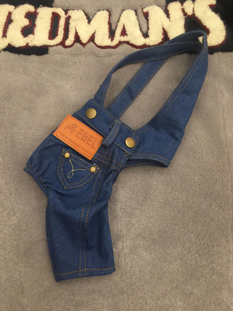 Dog Denim Overalls Spring And Autumn New All-match Overalls Pet Clothes Dog Pants